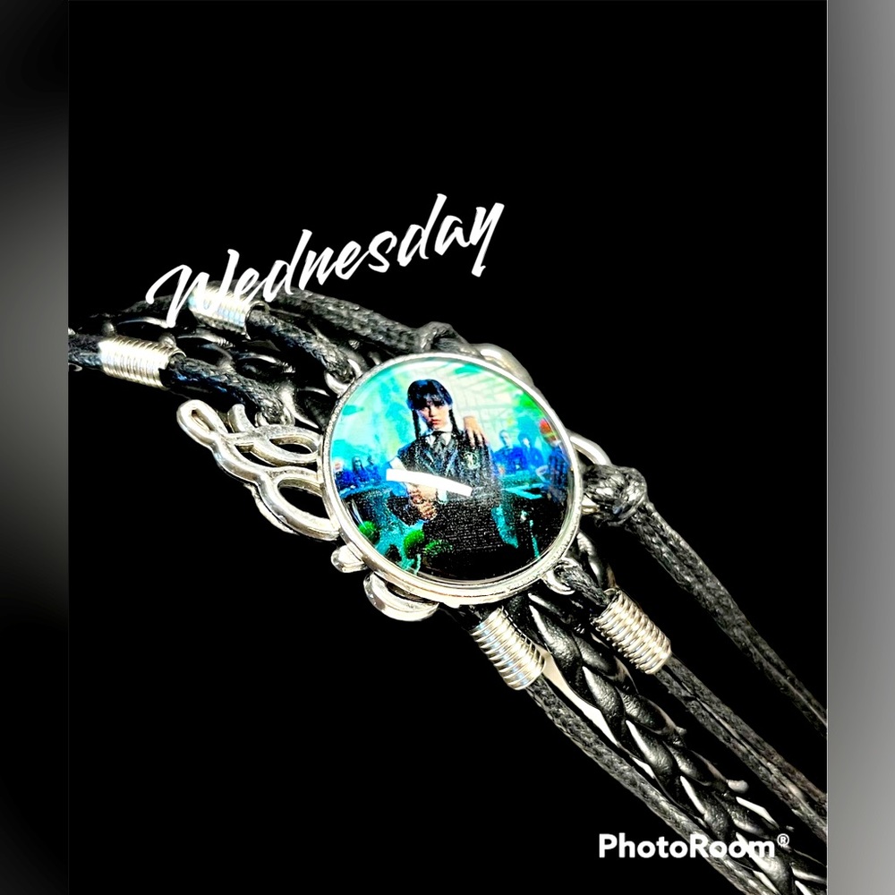 ladies/girls leatherette bracelet -Wednesday Addams theme TV SHOW